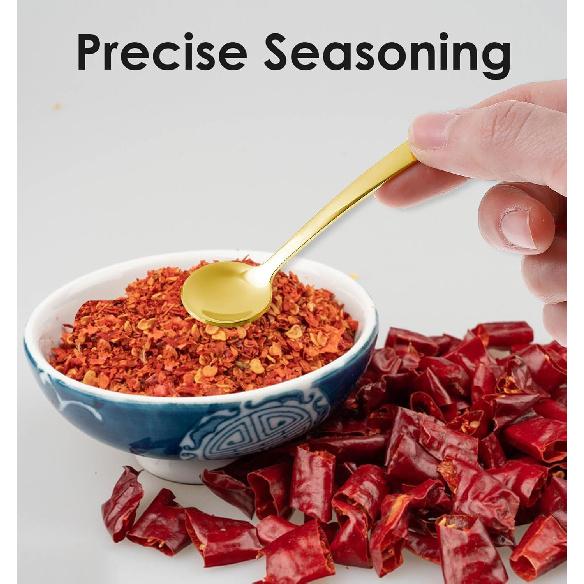 Small Spoons for Spice Jars, 4 Pcs 3.3 Inch Spice Spoon, Tiny Spoons for Spices, Sugar, and Salt, Gold