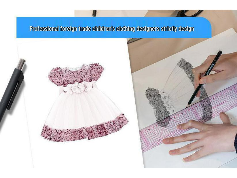 Mädchen Kurzarm Pailletten Puffrock Prinzessinnenkleid - Kinder Festkleidung