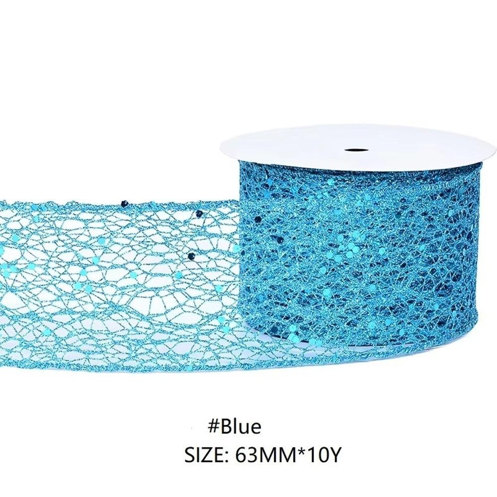 10 Yards/Roll Wired Edge Ribbon Glitter Sequins Organza Ribbon  Christmas Tree Decor