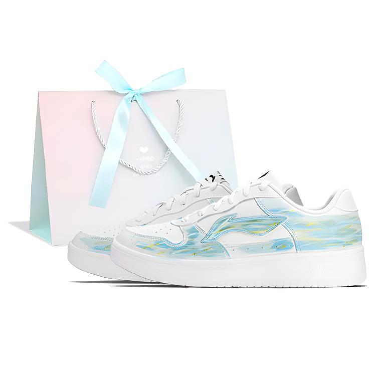 Кроссовки Li Ning Floating Boat Белые, Air Force 1 Термостойкие Нескользящие Низкие Кеды для Скейтборда Мужские Позолоченные AGCS419-1(Team1681-) 45