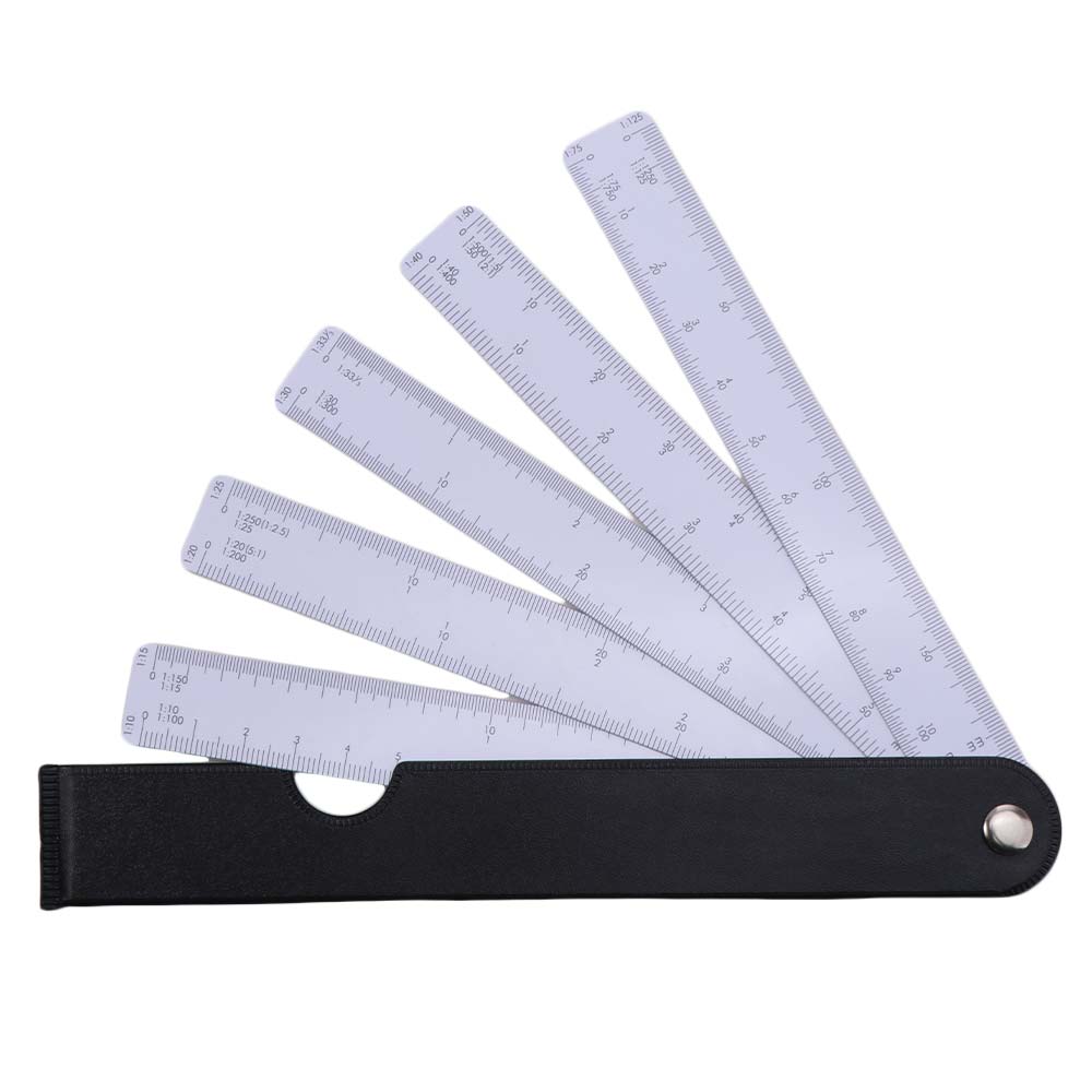 5 Blades Fan Shape Scale Ruler Multifunctional Scale Ruler Foldable Rulers School Supplies