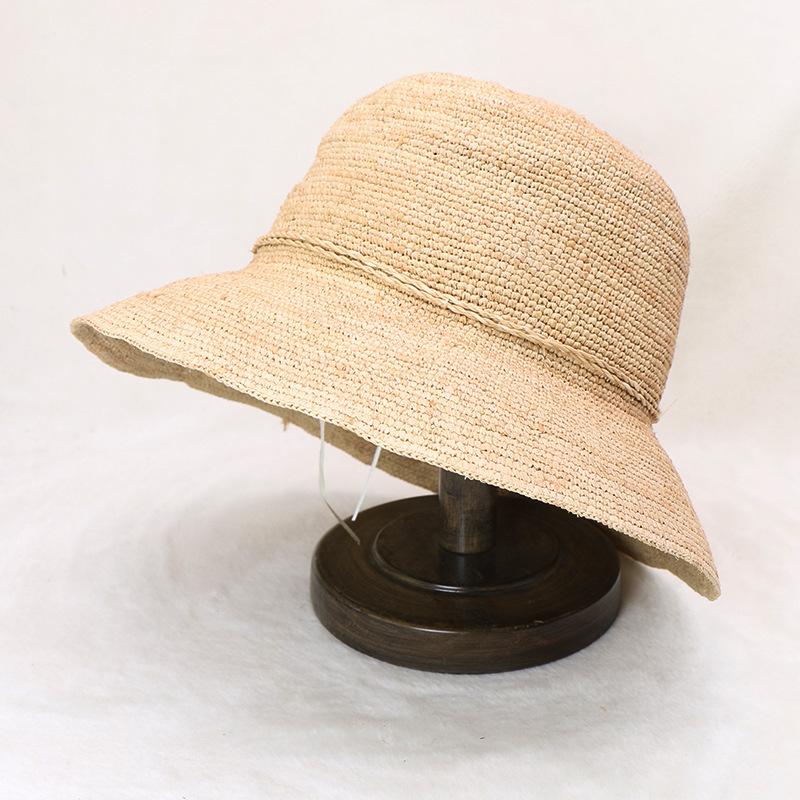 Шляпа крючком из тонкой рафии Женская летняя приморская шляпа от солнца Пляжная шляпа от солнца Складная защита от солнца Соломенная шляпа Adjustable