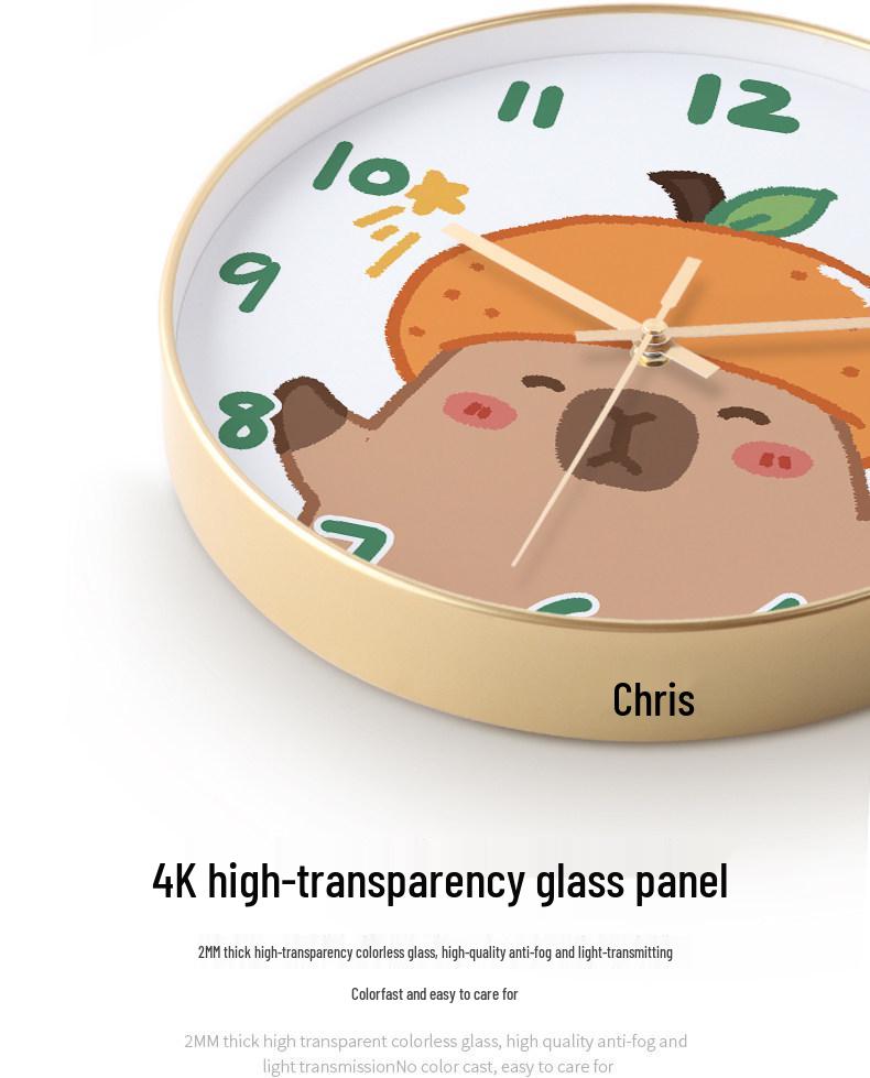 Capybara Cartoon Wall Clock: Cute, Creative, Automatic Time Adjustment for Living Room & Bedroom Decor
