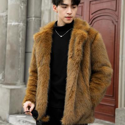 Manteau d'hiver court en fourrure écologique pour homme, grande taille, en fourrure pelucheuse épaisse et chaude, veste en cuir à fourrure artificielle tendance