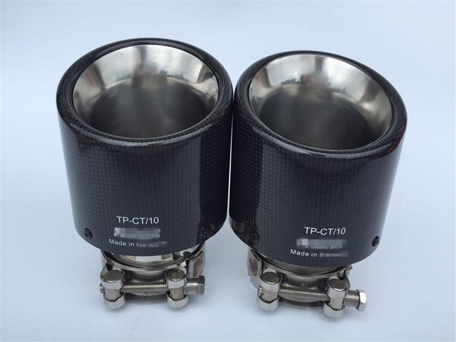 1pcs Car Carbon Fiber Exhaust Tip Muffler Pipe Universal Pipes Tail 63mm 2.5"Inlet 114mm 4.5"Outlet