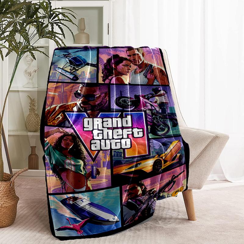 Coperta con Stampa Grand Theft Auto VI - Morbida e Confortevole, per Camera da Letto, Viaggio, Divano, Decorazione Casa - Regalo di Compleanno o Natale per Amico