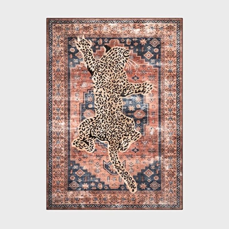 Persian Leopard Rug Machine Washable, Non-Slip, Living Room Decor for Holidays Like Halloween, Christmas, Easter, Thanksgiving