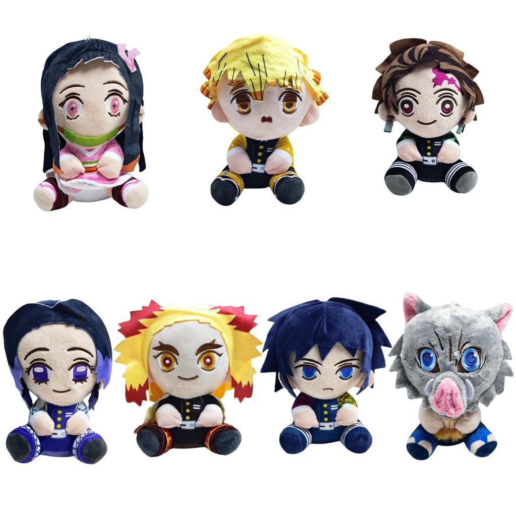 Anime Peripheral Sitting Posture Ghost Extinguishing Blade Figure Plush Toy Butterfly You Bean Charcoal Jiro Doll