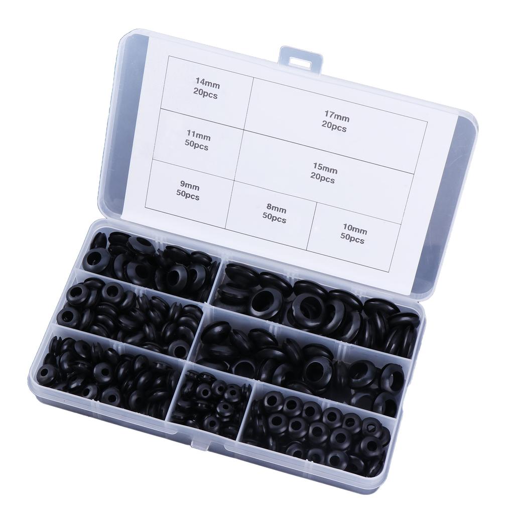 260pcs Rubber Wire Sleeve Set Easy Cable Organization Solution Flexible Rubber Wire Seals with Storage Box Assorted set