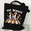 Cartoon Beagle Dog Print Canvas Tote Bag Fashion Animal Shoulder Shopping Bag for Men Women Teens