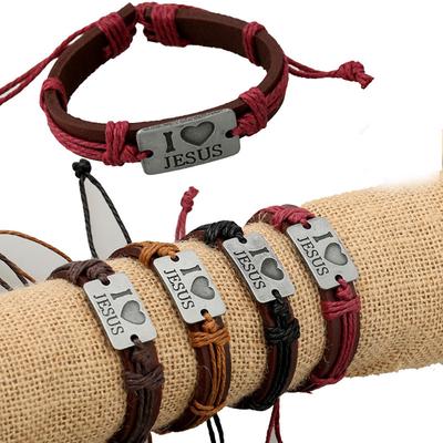 Unisex Fashion /"I Love Jesus/" Wristband Bracelet Wrap Cuff Bangle Jewelry