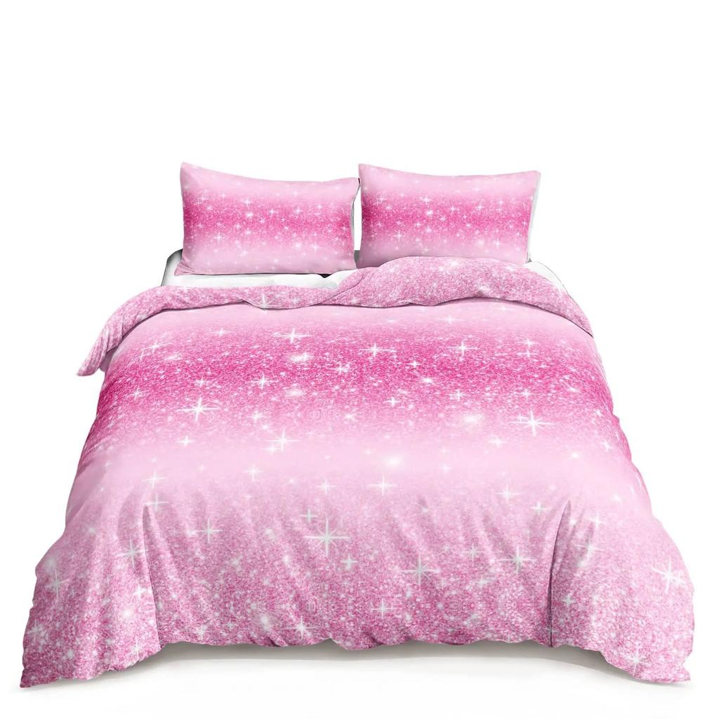 Cute Moon Starry Sky Duvet Set Star Galaxy Girls Bedroom Quilt Cover Pillowcase Three-Piece Set