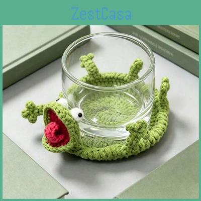 Funny Coaster Crochet Handmade Lizard Animal Cup Mat 3d Knitted Drink Coaster For Desk Cute Heat Resistant Table Protector