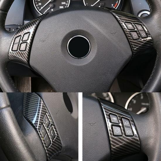 Carbon Fiber Color Steering Wheel Button Frame Sticker For BMW 3 Series E90 E84
