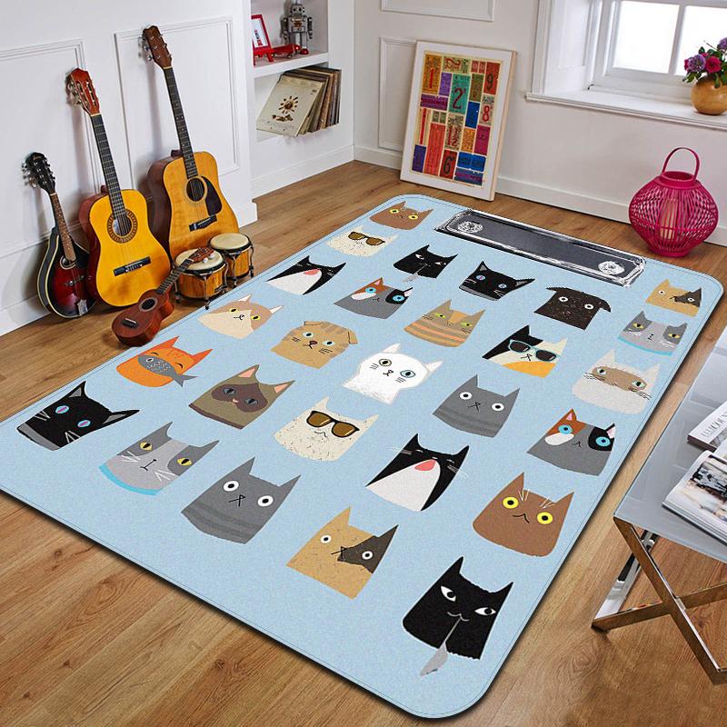 C-Niedliche Katze Bedruckter Teppich Mode Yogamatte Rutschfester Teppich Schlafzimmerdekoration Außenteppich Schlafzimmer Geburtstagsgeschenk