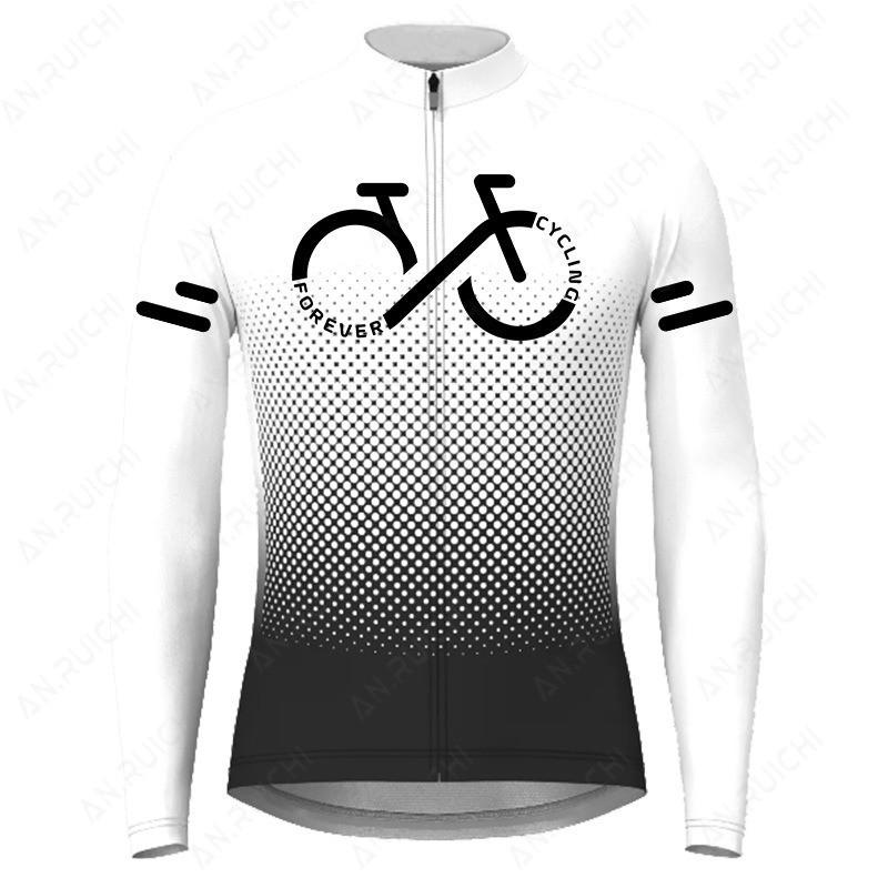Slim Fit Long Sleeve Cycling Jersey Gradient Bike Top Breathable Road Mountain Biking Wear