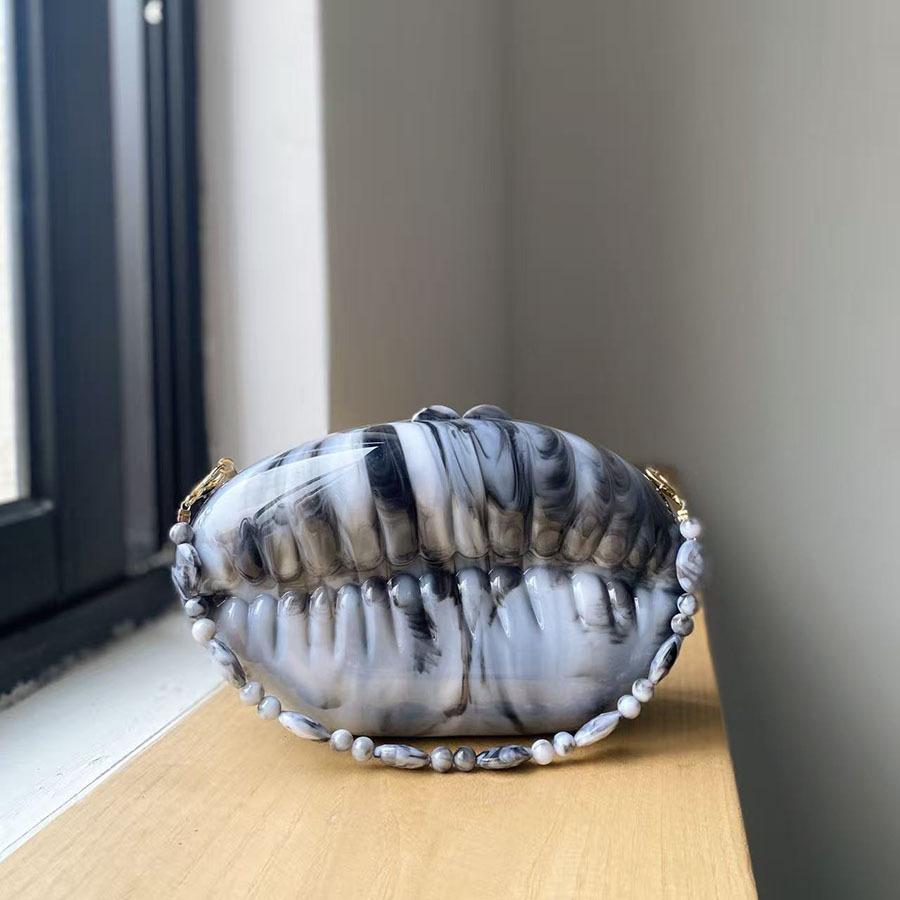 

2026 Women s Acrylic Evening Bags Oval Pearl Egg Clutch Purse Chain Strap Shoulder Bag Messenger Handbag Wedding Banquet Party серый