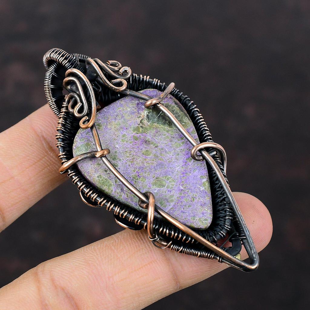 Purpurite Pendant Copper Wire Wrapped Pendant Handmade Jewelry Natural Gemstone Pendant Unique Style Pendant Anniversary Gift Copper Jewelry
