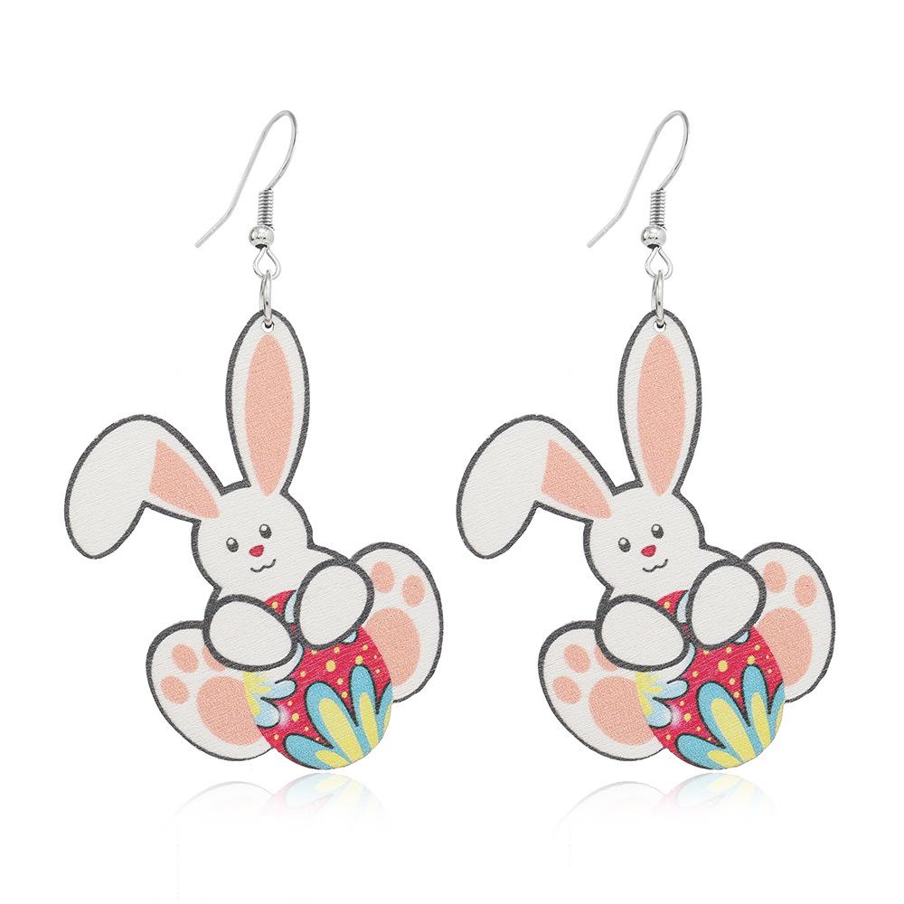 Easter Bunny Eggshell Earrings with Vegetable Basket Design