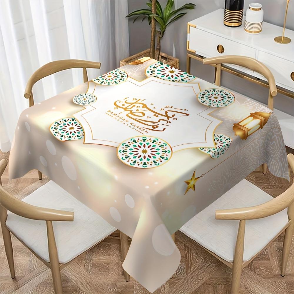 Ramadan Mandala Lantern Waterproof Tablecloth Table Decor Reusable Eid Al Fitr Kitchen Dining Tablecloth Eid Mubarak Decorations