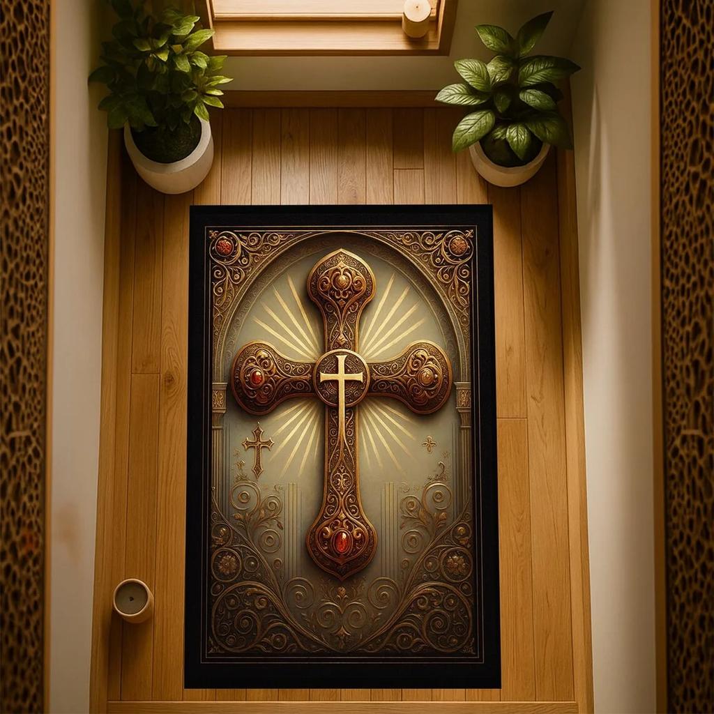 Christian Prayer Mat Area Rug Anti Slip Machine Carpet Bedroom Living Room Bathroom Dormitories Floor Mat