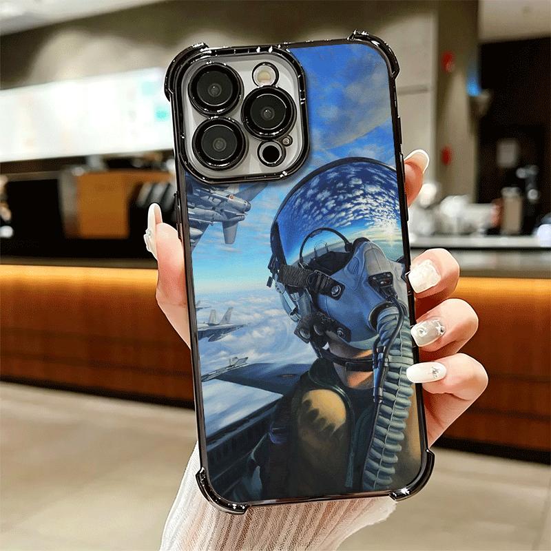 Warship Fighter Aircraft Carrier Soft Phone Case For iPhone 15 16 17 Air 14 Pro Max 16E Plus 13 12 Mini Plating Anti-Fall Fundas