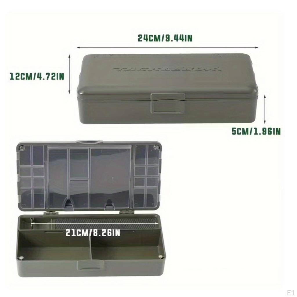 Measuring Tackle Box Hard Plastic Slimline Fishing Gear Organizer Smoky Lid Divided