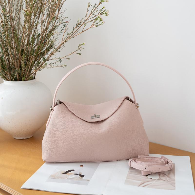 Korean Genuine Leather Trendy Crossbody Bag Solid Color Magnetic Buckle High-quality Flip Top Handbag Leisure Shoulder Tote Bag