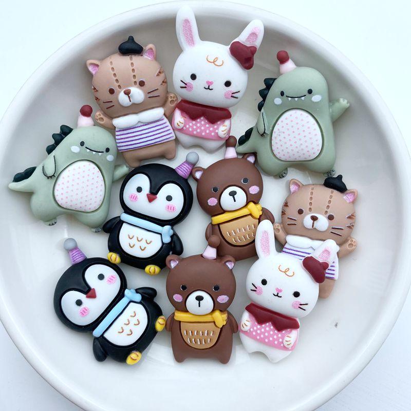 10Pcs New Cute Resin Mini Cartoon Animal Series Flat Back Scrapbooking DIY Jewelry Craft Decoration Accessories