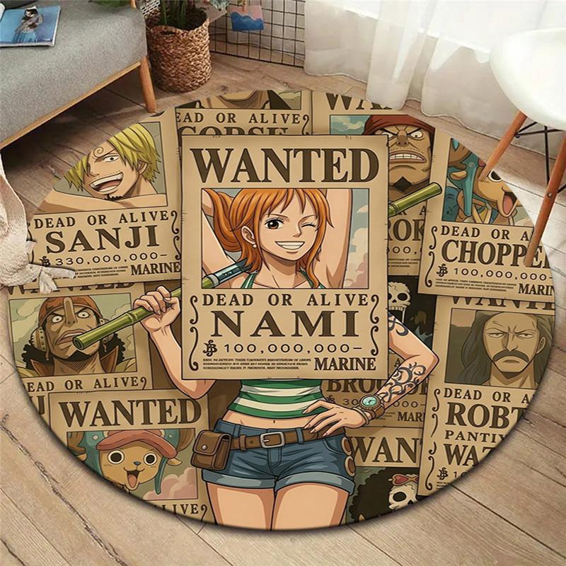 One Piece Art Round Area Rug Carpet Rug For Living Room Bedroom Sofa Playroom Decor Nonslip Floor Mat