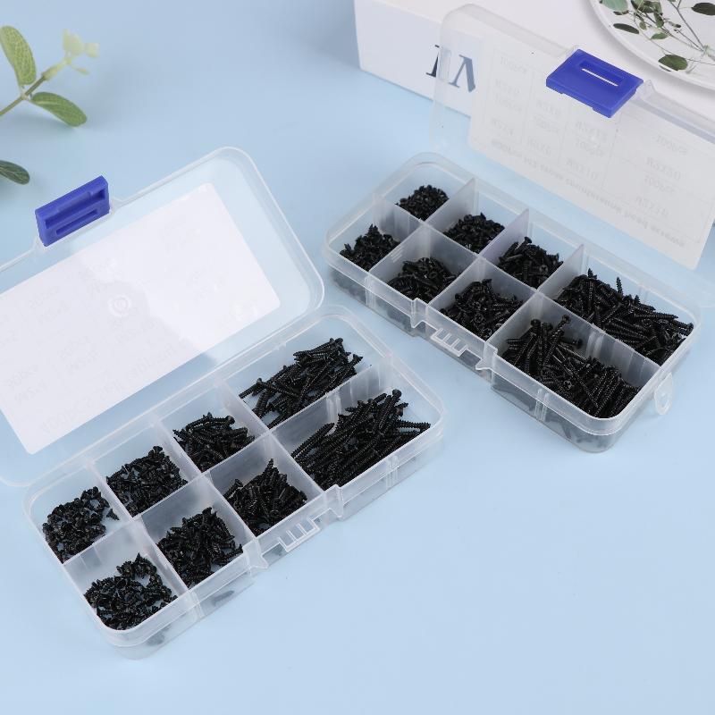 400/800 Stück/1 Satz M2 Schwarz Selbstschneidende Schrauben Sortimentskasten Sicherungsschrauben und Holzschrauben