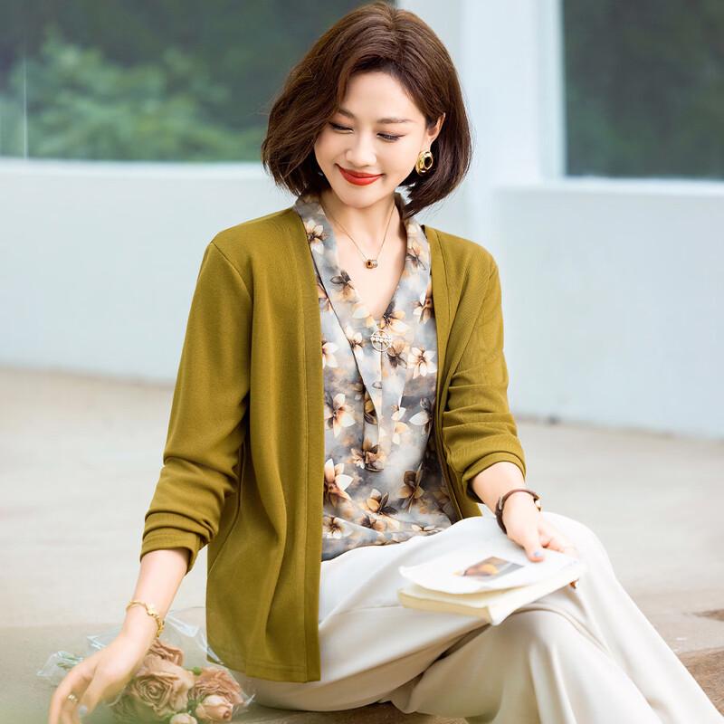 

Женский повседневный топ с длинным рукавом QianLian, имитирующий двойку 3XL