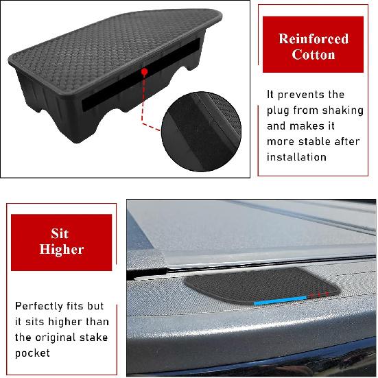 TTCR-II For GMC Sierra And Chevy Silverado Bed Rail Stake Hole Covers -2024 2025, Truck Bonneau Covers Stake Pocket Plugs For Sierra