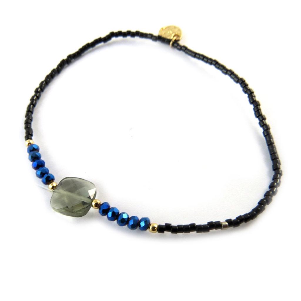 Les Trésors De Lily [N8099] - Black Blue 'Kilimanjaro' Designer Bracelet