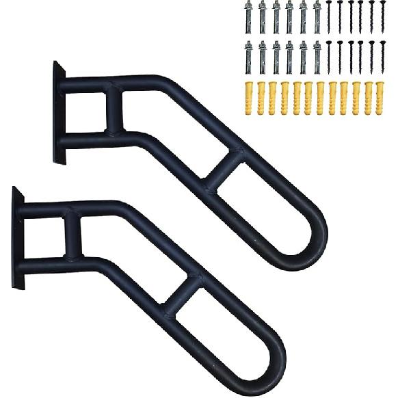 Handrails for Outdoor Steps, 21" Wall Mounted Railings for 1-3 Steps, Stair Railing Safety Grab Bar with 2 Anti-Skid Crossbar for Garage, Porch,