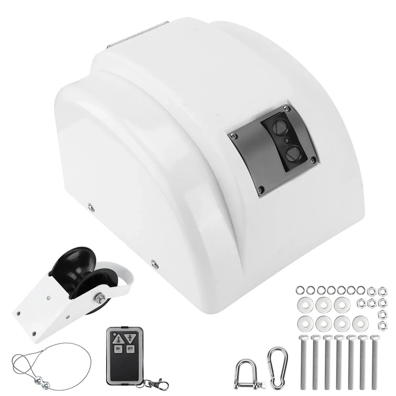 

Электрическая лебедка 30 фунтов 12 В Морская лебедка Брашпиль Комплект с пультом дистанционного управления для рыболовной лодки Морская электрическая якорная лебедка Аксессуар белый