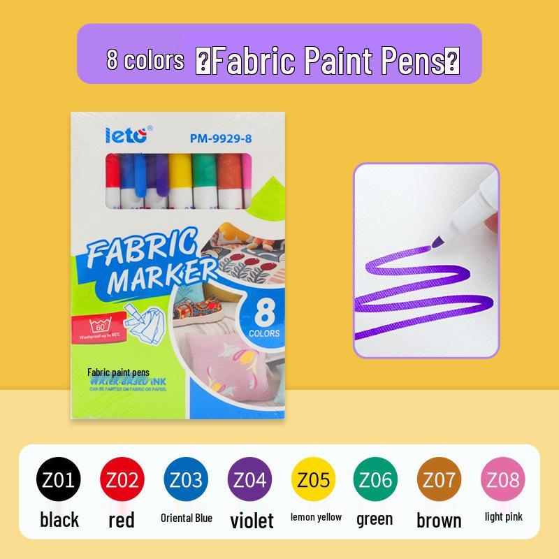 

Letu Water Washable Fabric Paint Pens for DIY Textiles and Canvas.