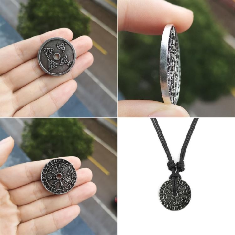 Collana Pendente Rune in Lega Nera Lunghezza Regolabile Fascino Etnico Choker Catena Clavicola alla Moda Gioiello Unisex per Feste