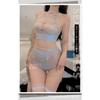 Foreign Trade Sexy Three-point Hollowed-out Erotic Underwear Striped Breast Split Two-piece Set European and American Pure Desire Bikini