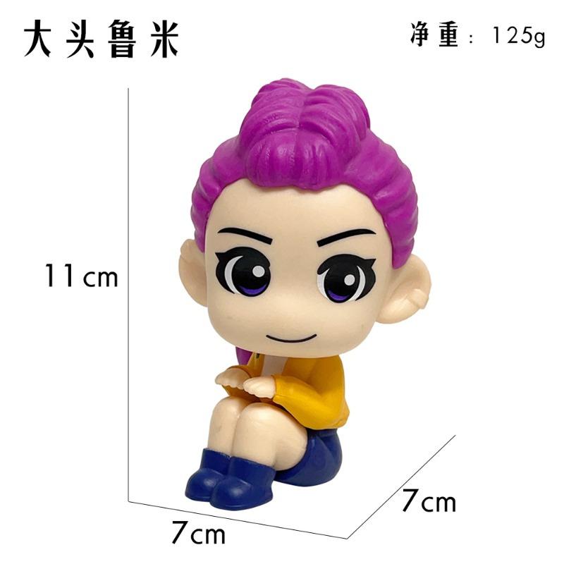 3Pcs K-POP Demon Hunters Rumi Mira Zoey Q Version Sitting Pose Figure Set Anime Action & Toy Figures Cute Cartoon Action Figures Toys for Fans Gift