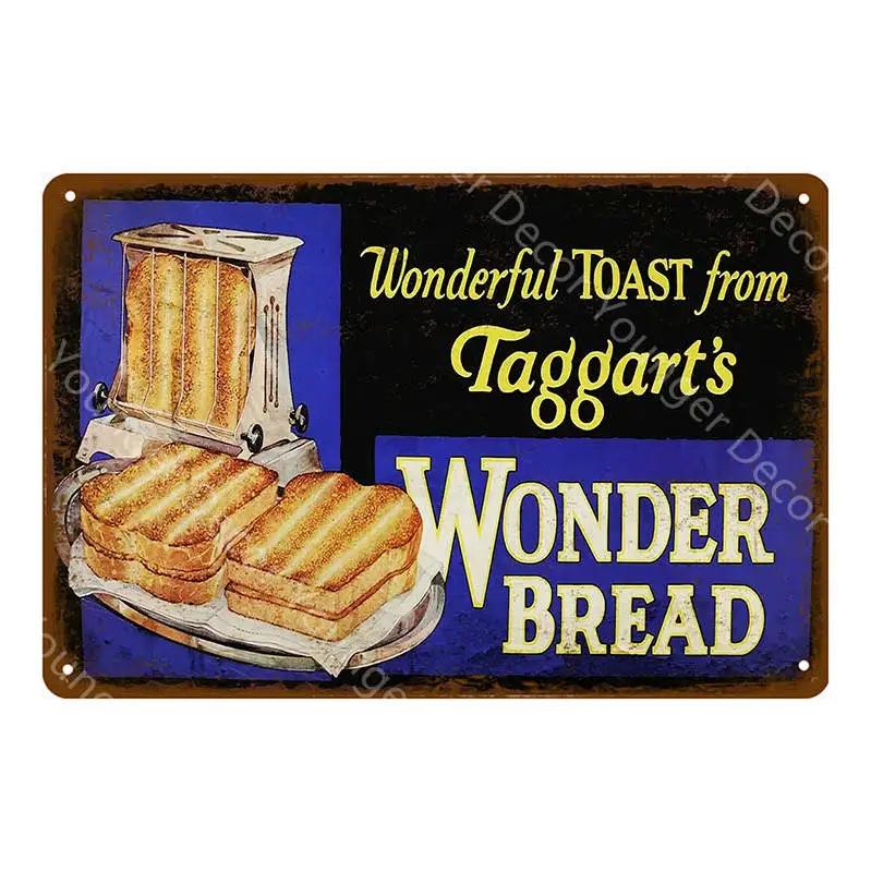 Wonder Bread Metal Signs Handmade Pies Vintage Poster Kitchen Decor Cafe Bar Shop Decorative Plate Food Cook Wall Sticker YI-154