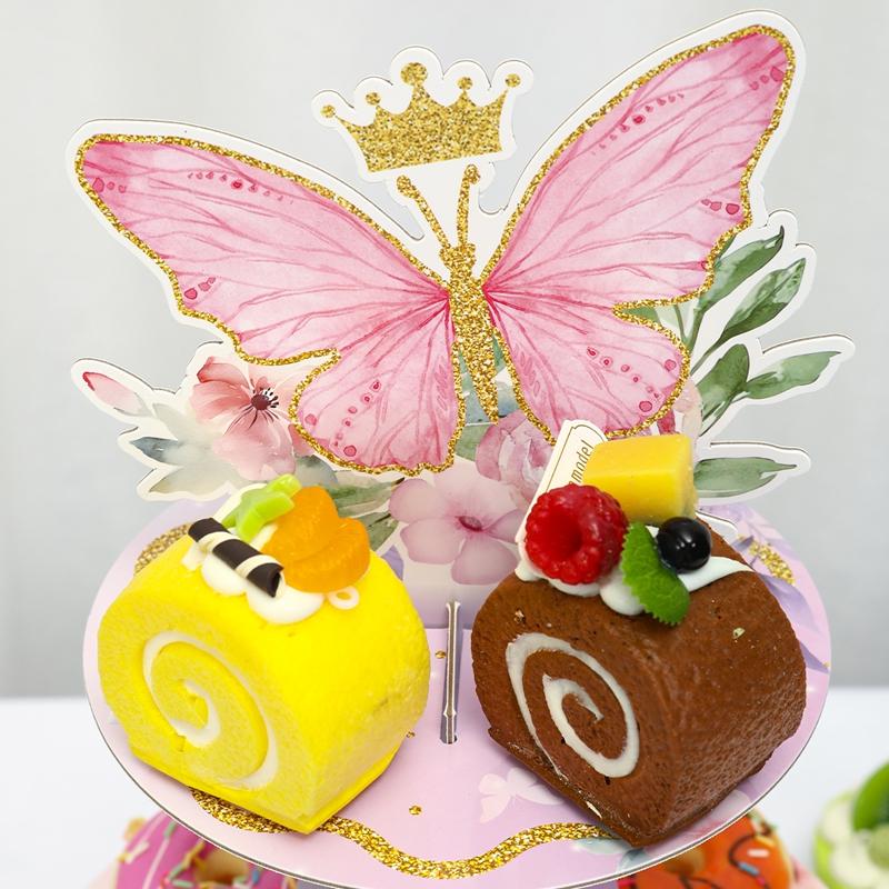 1 Set 3 Tiers Butterfly Cupcake Cake Stand Wedding Birthday Party Decorations, Cardboard Cupcake Holder Cupcake Tower for Party