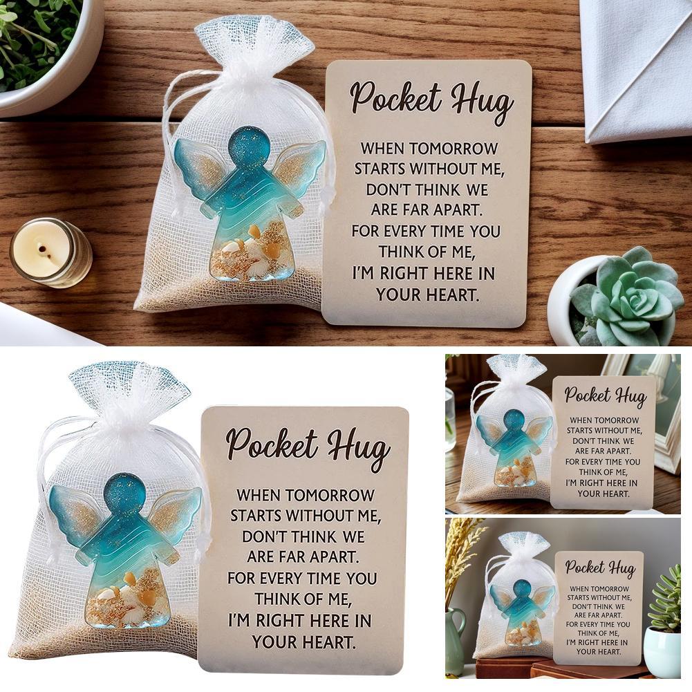 1-3Pcs Mini Resin Angel Pocket Hug with Encouragement Card Cute Birthday Gift Sentimental Present for Friends And Family