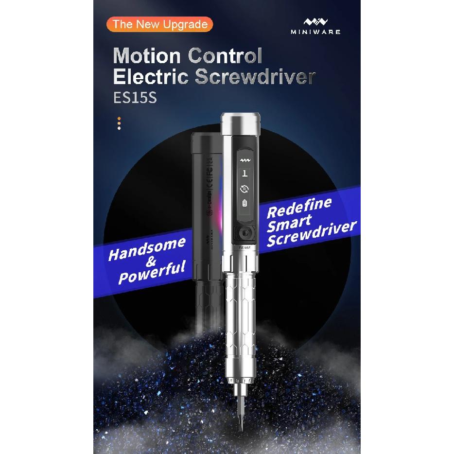 MINIWARE ES15S intelligent Motion Control Electric Screwdriver USB Chargeable Cordless Screwdriver 24pcs 4mm Bit Set LED lights