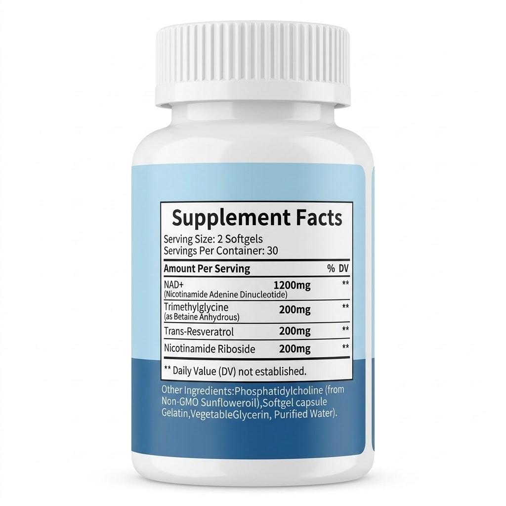Liposomal NAD+ 1800mg Supplement - High Absorption Formula, 60 Softgels