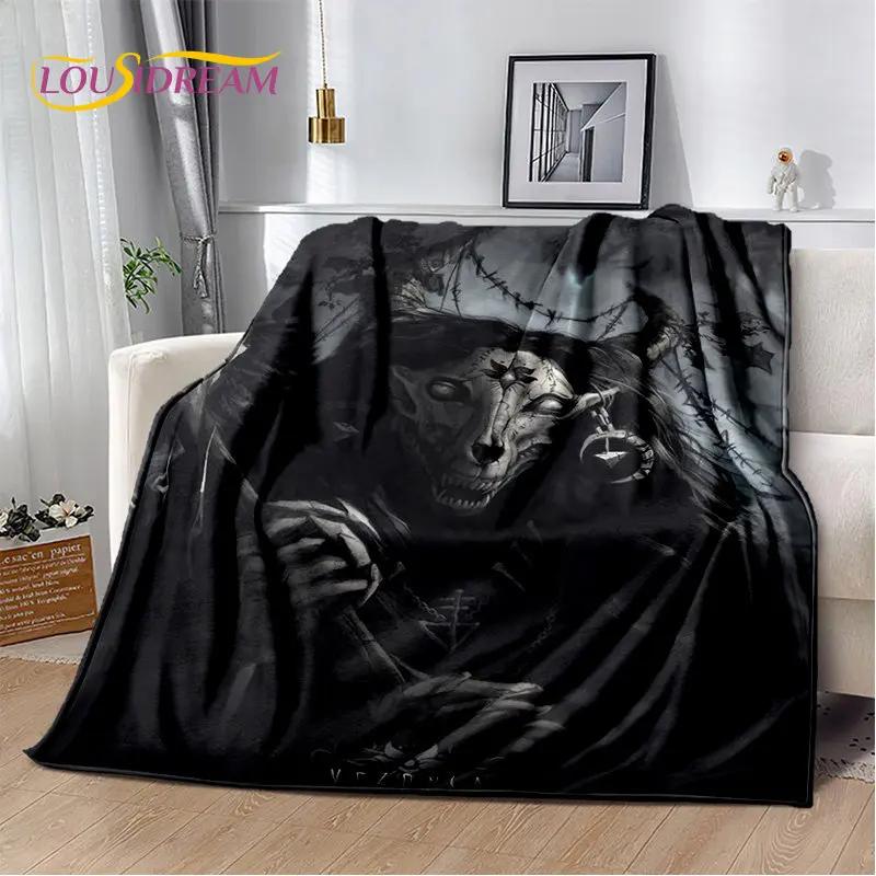 D Gothic Horror Ghost Skull Soft Plush Blanket Flannel Throw for Living Room Bedroom Bed Sofa Picnic Cover Kids