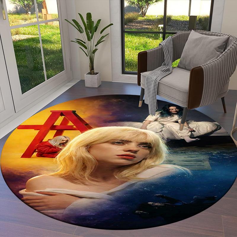 Billie Eilish Round Area Rug,Carpet Rug for Living Room Bedroom Sofa Playroom Decor,Non-slip Floor Mat