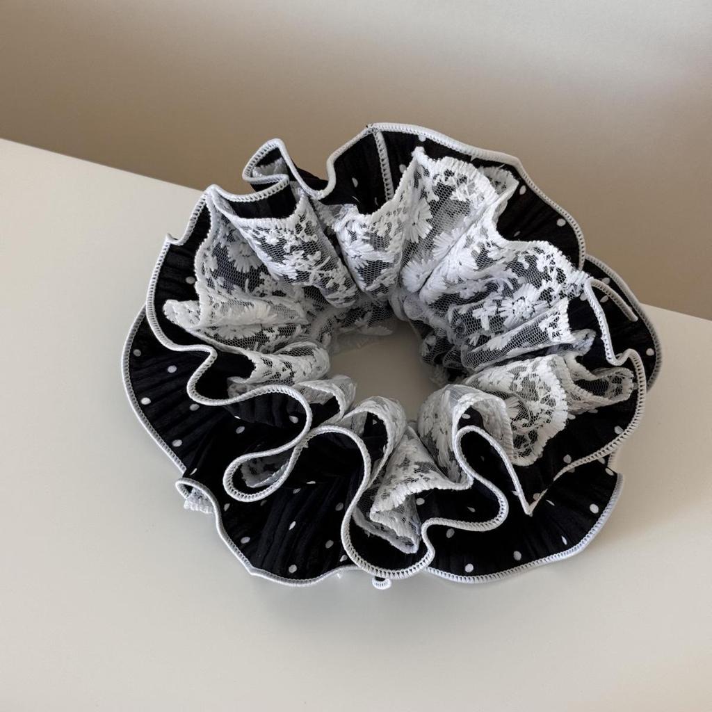 Korean Polka Dot Lace Hair Tie: Sweet, Versatile Women's Headband & Bun Accessory