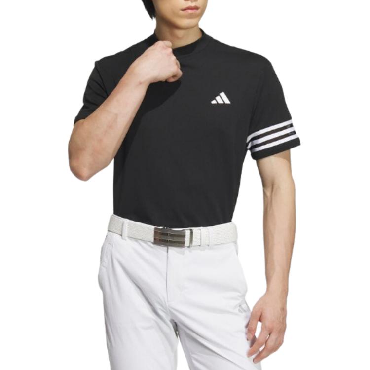 adidas T-shirt da Uomo a Maniche Corte con Stampa Logo Tre Strisce Rete Traspirante Aderente Taglio Dritto Nera IN9052