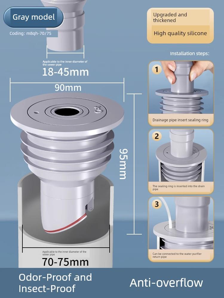 Anti-Odor Sealing Plug for Floor Drain, Bathroom Sewer Anti-Odor Device, Sink Drain Pipe Blocker